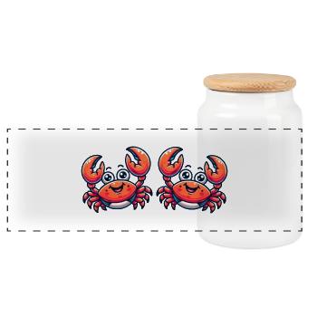 bande dessinée de crabe 2 - Boîte à biscuits avec couvercle en bois - blanc - Devant