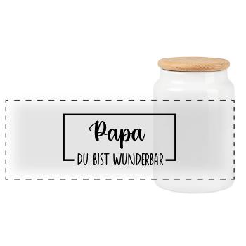 Papa Papa Père Fille Fils Fête des Pères Chemise Homme - Boîte à biscuits avec couvercle en bois - blanc - Devant