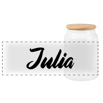 Julia Name - Panoramic Cookie Jar with Wooden Lid - white - Front