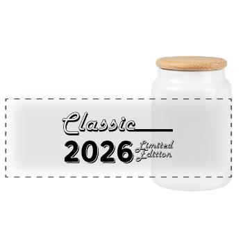 Klassische 2026 Limited Edition - Panorama Keksdose mit Holzdeckel - Weiß - Vorne