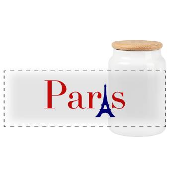 Texte rouge de Paris avec la Tour Eiffel bleue - Boîte à biscuits avec couvercle en bois - blanc - Devant