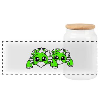 2 Tortues Couple Soeur Femme Copine - Boîte à biscuits avec couvercle en bois - blanc - Devant