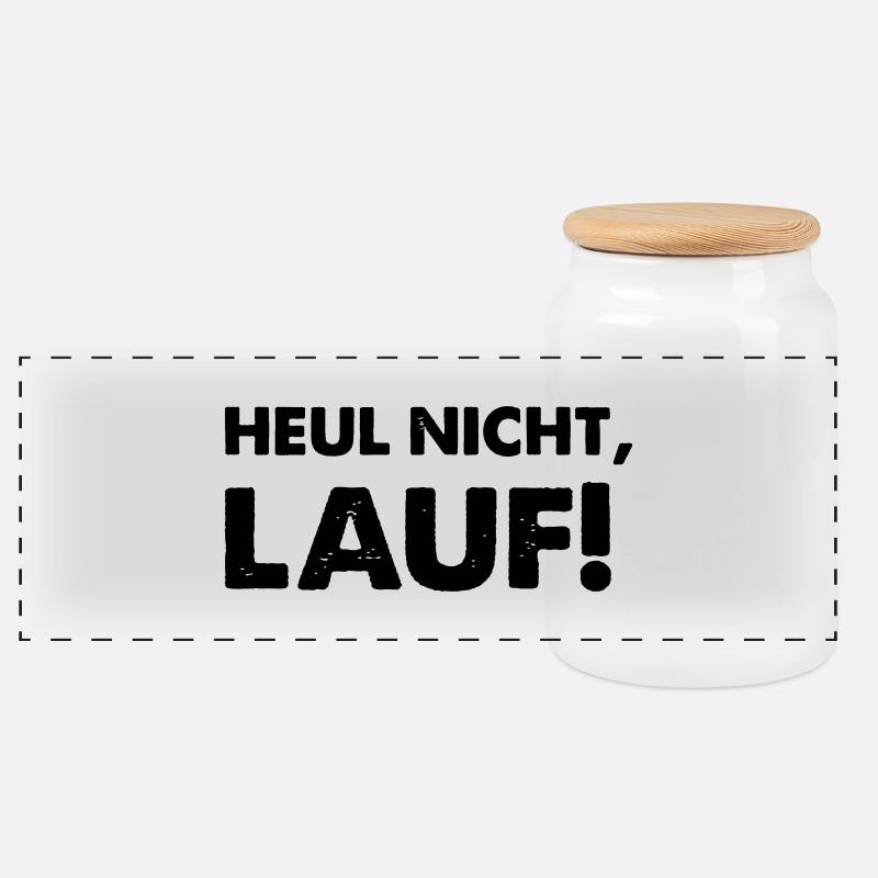 heul nicht lauf - Panorama Keksdose mit Holzdeckel - Weiß