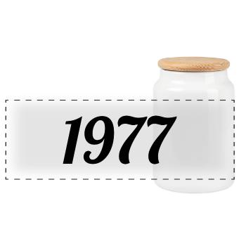 1977 Vintage 1977 Retro Geburtstag 1977 Geschenk - Panorama Keksdose mit Holzdeckel - Weiß - Vorne