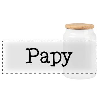 PAPY. FÊTE DES PÈRES. BONNE FÊTE PAPY. JE T'AIME. - Boîte à biscuits avec couvercle en bois - blanc - Devant