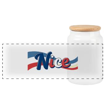 Der Glacenstand von Nizzaq - Panoramic Cookie Jar with Wooden Lid - white - Front