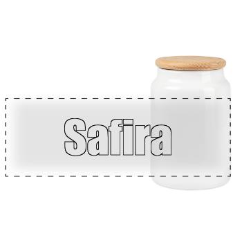 Safira - (menschlicher Name) - Panorama Keksdose mit Holzdeckel - Weiß - Vorne