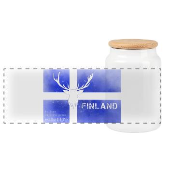 Finlande faune Finlande drapeau finlandais - Boîte à biscuits avec couvercle en bois - blanc - Devant