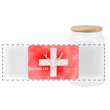 Swiss Flag Switzerland Wildlife - Panoramic Cookie Jar with Wooden Lid - white - Front