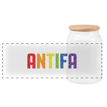 Antifa-Stolz - Panorama Keksdose mit Holzdeckel - Weiß - Vorne