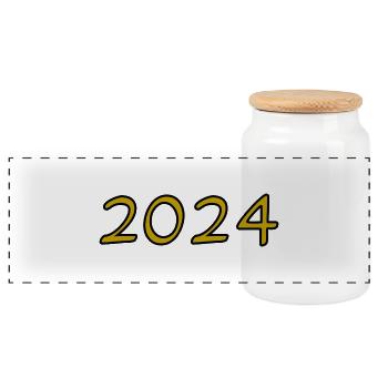 2024. WEIHNACHTEN. JAHR. JAHRESTAG. RUHESTAND. PAPA - Panorama Keksdose mit Holzdeckel - Weiß - Vorne