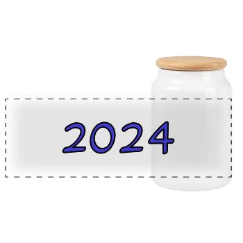 CHRISTMAS. MERRY CHRISTMAS. MERRY CHRISTMAS. NEW YEAR’S DAY - Panoramic Cookie Jar with Wooden Lid - white - Front