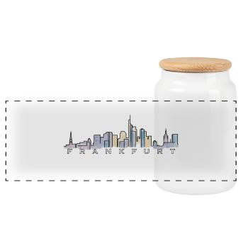Frankfurt Skyline Marathon - Panorama Keksdose mit Holzdeckel - Weiß - Vorne