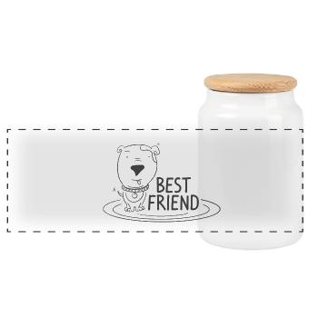 Meilleur ami / Chien / Meilleur ami de l’homme - Boîte à biscuits avec couvercle en bois - blanc - Devant
