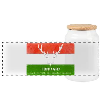 Hungary Hungary's Wild Animals - Panoramic Cookie Jar with Wooden Lid - white - Front