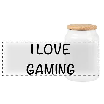 I love gaming - Panoramic Cookie Jar with Wooden Lid - white - Front