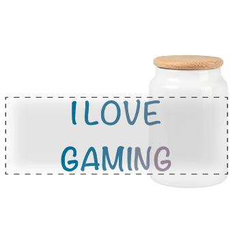 I Love Gaming Watercolor - Panoramic Cookie Jar with Wooden Lid - white - Front