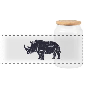 Sternen-Nashorn mit Galaxy-Hintergrund - Panorama Keksdose mit Holzdeckel - Weiß - Vorne