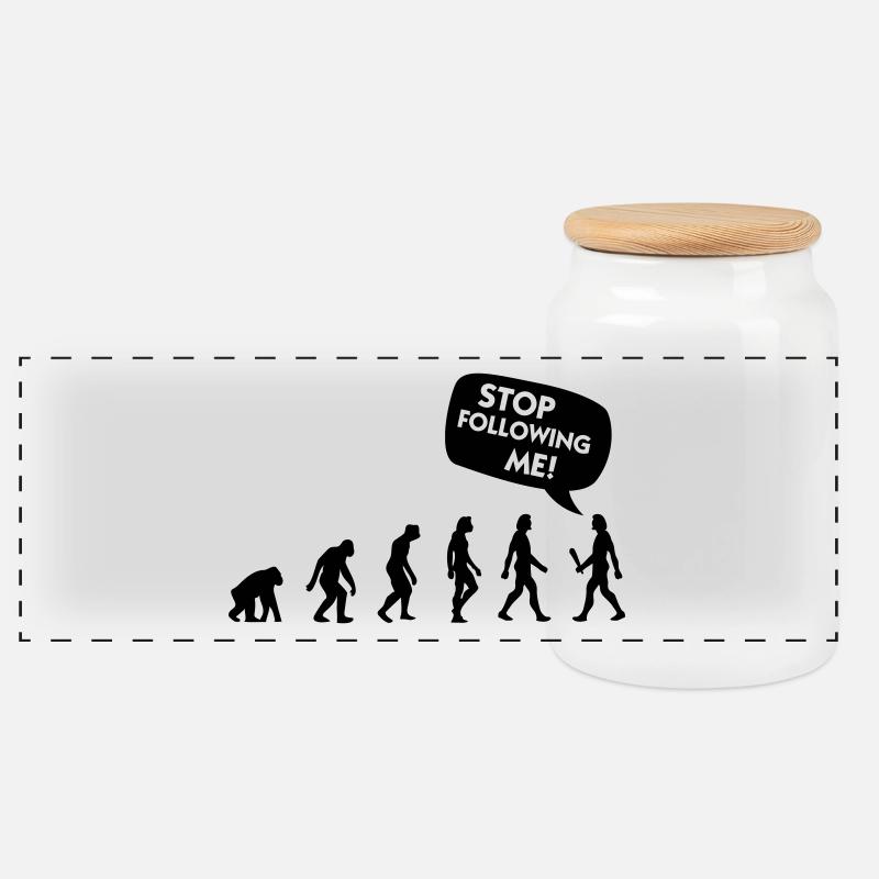 Die Evolution eines Stalkers - Panorama Keksdose mit Holzdeckel - Weiß
