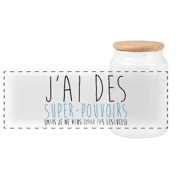 super pouvoirs - Boîte à biscuits avec couvercle en bois - blanc - Devant
