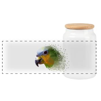 perroquet - Boîte à biscuits avec couvercle en bois - blanc - Devant