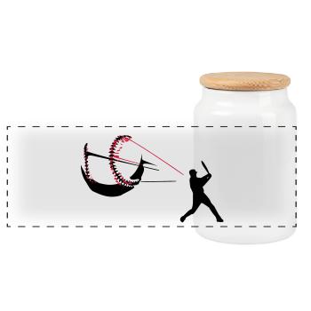 Baseball - Panorama Keksdose mit Holzdeckel - Weiß - Vorne