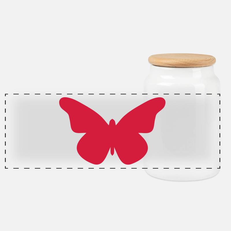Schmetterling - Panorama Keksdose mit Holzdeckel - Weiß