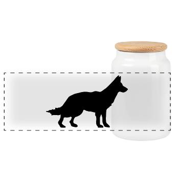 Chien - chien de berger allemand - Boîte à biscuits avec couvercle en bois - blanc - Devant