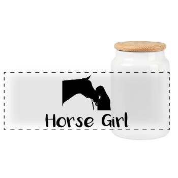 Pour tous les amoureux des chevaux / cavalier - Boîte à biscuits avec couvercle en bois - blanc - Devant