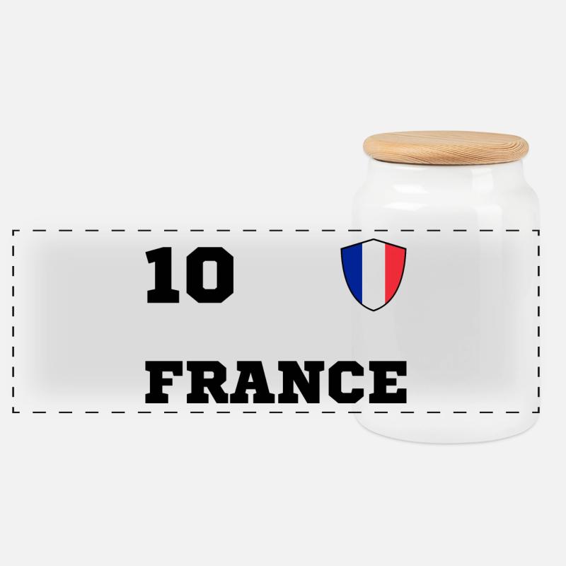 FRANKREICH Team Mannschaft - Panorama Keksdose mit Holzdeckel - Weiß