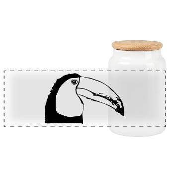 Toucan de profil - Boîte à biscuits avec couvercle en bois - blanc - Devant