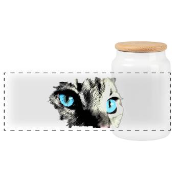 Chat aux yeux bleus ! belle idée de cadeau - Boîte à biscuits avec couvercle en bois - blanc - Devant