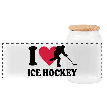 Eishockey - Panorama Keksdose mit Holzdeckel - Weiß - Vorne