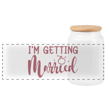 I'm Getting Married - Bachelorette Party Gift - Panoramic Cookie Jar with Wooden Lid - white - Front