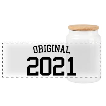 Original 2021 - 2 Jahre alt, 2. Geburtstag Kinder - Panorama Keksdose mit Holzdeckel - Weiß - Vorne