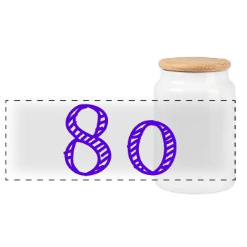 80 YEARS. 80TH ANNIVERSARY. BIRTHDAY 80 YEARS. 80 - Panoramic Cookie Jar with Wooden Lid - white - Front