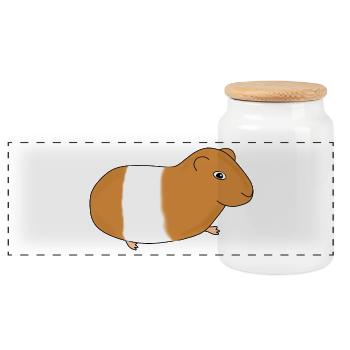 Guinea pig - Panoramic Cookie Jar with Wooden Lid - white - Front