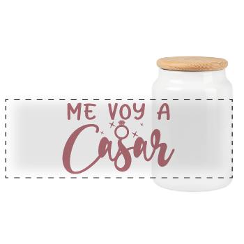 Me Voy A Casar I'm Getting Married Wedding Engaged - Panoramic Cookie Jar with Wooden Lid - white - Front