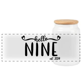 9th Birthday Kids Girls 9 Hello Nine Est. 2014 - Panorama Keksdose mit Holzdeckel - Weiß - Vorne