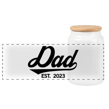 Papa est. 2023, Papa en devenir, Annonce de grossesse - Boîte à biscuits avec couvercle en bois - blanc - Devant