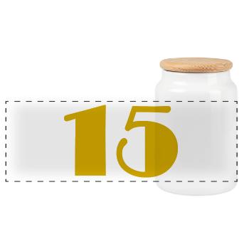 15. 15 YEARS. 15th ANNIVERSARY. BIRTHDAY 15 YEARS. - Panoramic Cookie Jar with Wooden Lid - white - Front