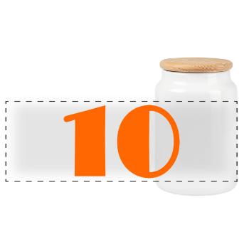 10. 10 JAHRE. 10-JÄHRIGES JUBILÄUM. GEBURTSTAG 10 JAHRE. - Panorama Keksdose mit Holzdeckel - Weiß - Vorne
