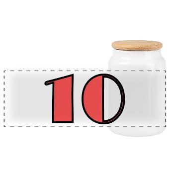 10 JAHRE. 10-JÄHRIGES JUBILÄUM. GEBURTSTAG 10 JAHRE. 10 - Panorama Keksdose mit Holzdeckel - Weiß - Vorne