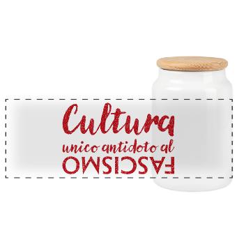 La culture est le seul antidote au fascisme - Boîte à biscuits avec couvercle en bois - blanc - Devant