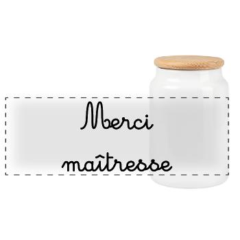 MAÎTRESSE. MERCI. MERCI MAÎTRESSE - Boîte à biscuits avec couvercle en bois - blanc - Devant