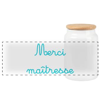 MERCI. MAÎTRESSE. MAÎTRE. MERCI MAÎTRESSE - Boîte à biscuits avec couvercle en bois - blanc - Devant