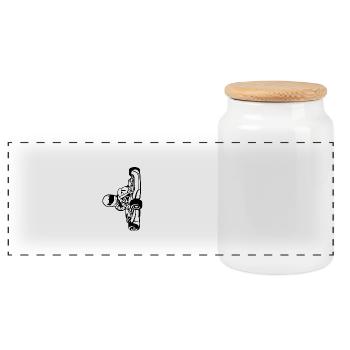 Go-Kart / Go-Cart 01_black white - Panoramic Cookie Jar with Wooden Lid - white - Front