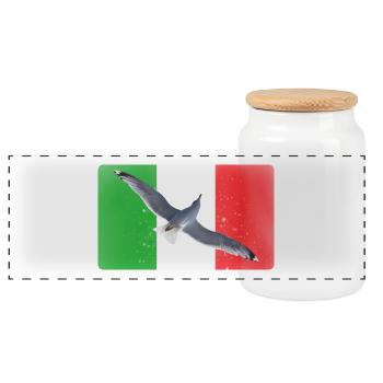 Italy Flag Italy Love Seagull - Panoramic Cookie Jar with Wooden Lid - white - Front