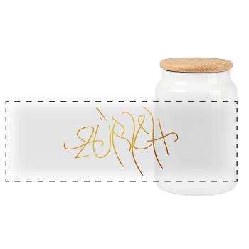 Stylisches Zürich Souvenir - Panorama Keksdose mit Holzdeckel - Weiß - Vorne