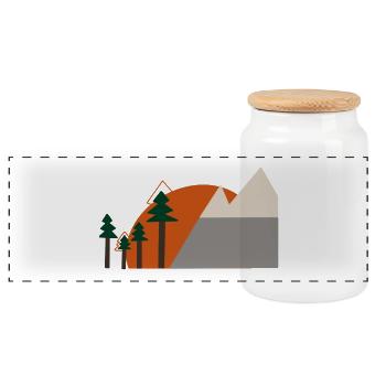 Silhouette Tannen & Berge - Panorama Keksdose mit Holzdeckel - Weiß - Vorne
